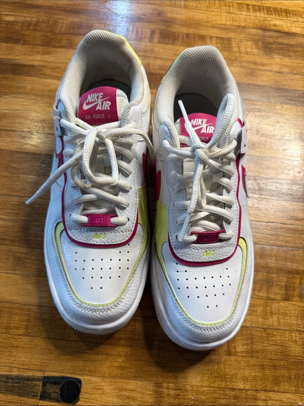 Nike Women's Air Force 1 Shadow Sneakers White Blue Pink Size 8.5 (g16)